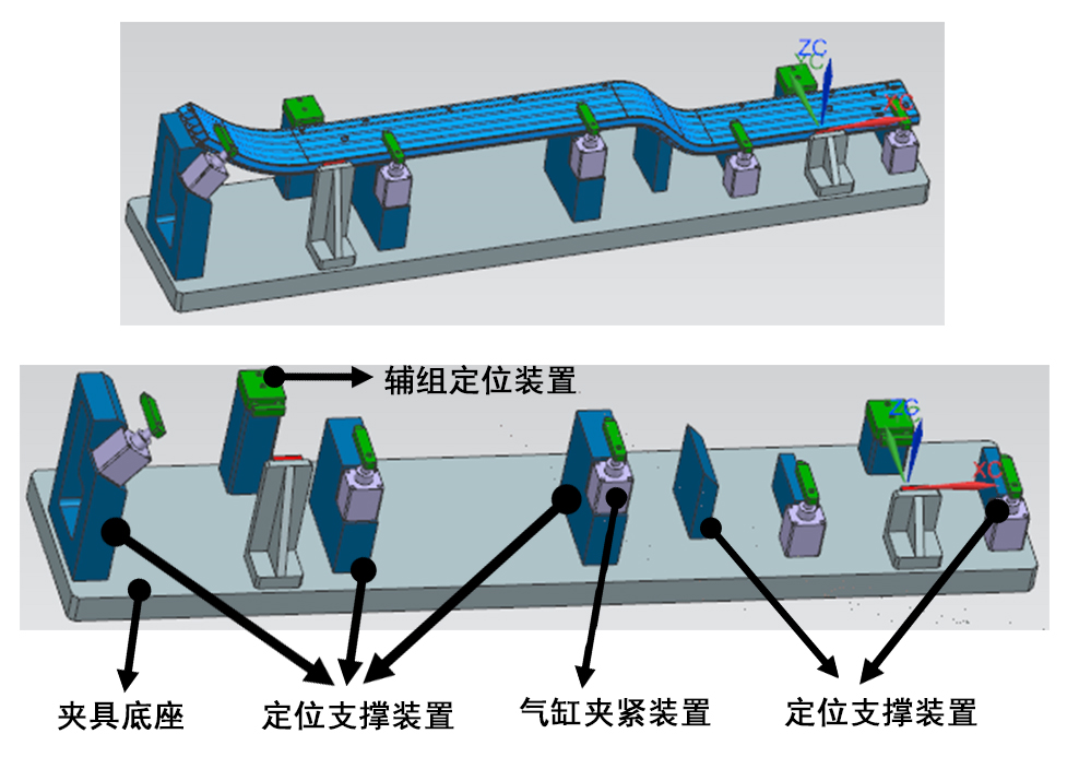 電池托盤側板加工夾具示意圖